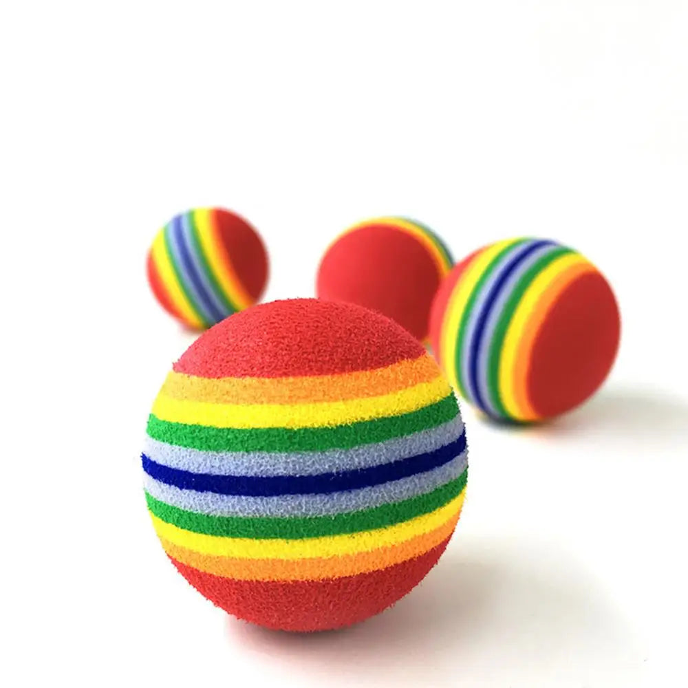 Funny Pet Dog Puppy Rainbow Striped Chewing Interactive Ball Teething Toy Pet accessories