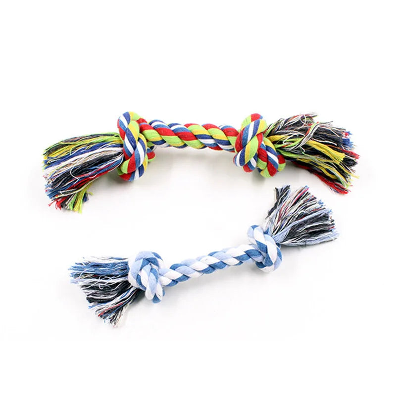 1pcs Pet Dog Puppy Double Cotton Chew knot toys pet supplies Clean teeth Durable Braided Bone Rope Random Color Pet molar toy