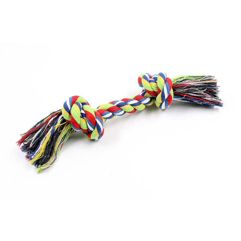 1pcs Pet Dog Puppy Double Cotton Chew knot toys pet supplies Clean teeth Durable Braided Bone Rope Random Color Pet molar toy