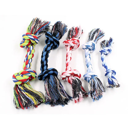 1pcs Pet Dog Puppy Double Cotton Chew knot toys pet supplies Clean teeth Durable Braided Bone Rope Random Color Pet molar toy