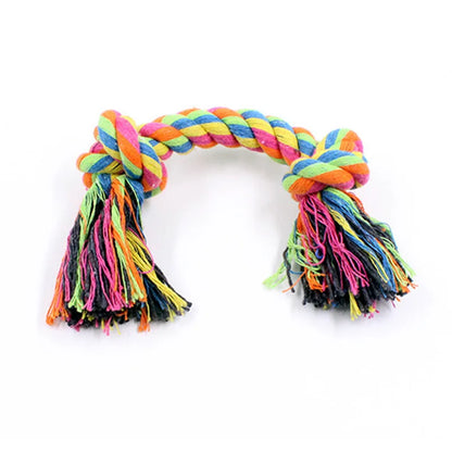 1pcs Pet Dog Puppy Double Cotton Chew knot toys pet supplies Clean teeth Durable Braided Bone Rope Random Color Pet molar toy