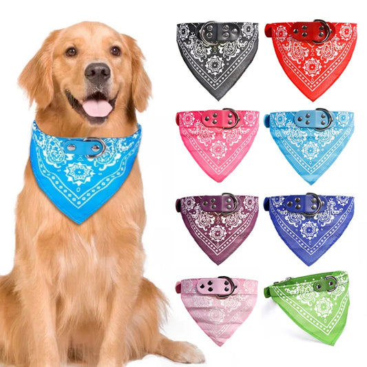 Cute Adjustable Pet Collar with Print Scarf