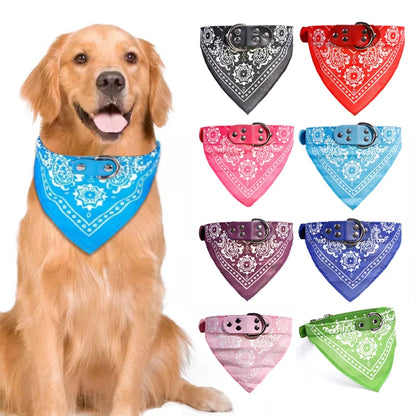 Cute Adjustable Pet Collar with Print Scarf