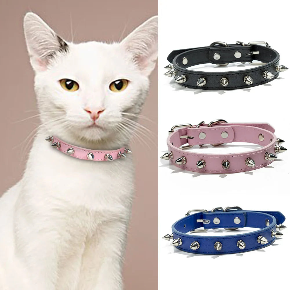 Colorful Spiked Pet Collar for Cats & Dogs