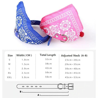 Cute Adjustable Pet Collar with Print Scarf