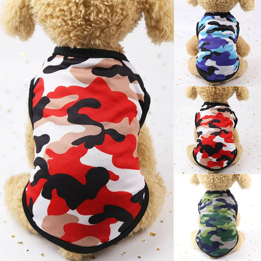 Cute Summer Dog Pet Clothes Camouflage Vest Breathable Pet Vest Round Neck T-shirt For Small And Medium Dogs Pet Puppy