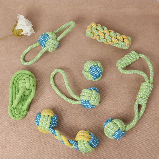 Pet Dog Puppy Double Knot Chew Rope Knot Toys Clean Teeth Durable Braided Bone Rope Pet Molar Toy Pet Supplies