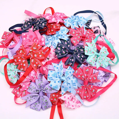 60pcs Spring Pet Puppy Dog Accessories Pet Dog Bow Tie Flower Bowknot Dog Bowtie Collar Pet Dog Grooming  Products for Small Dog