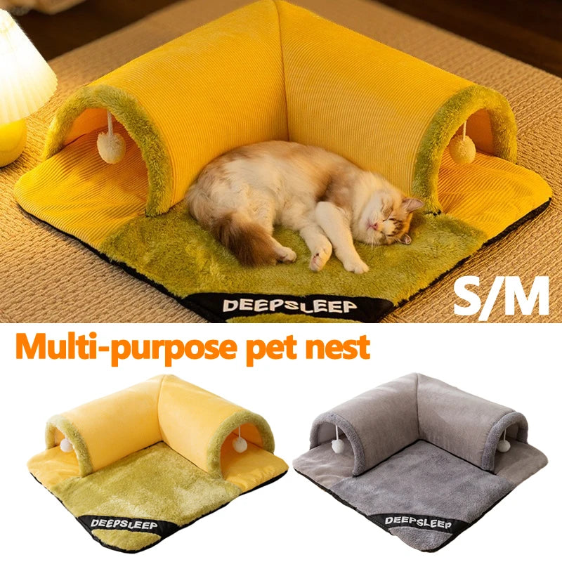 Cat Tunnel Toy Bed Plush Pet Pad Detachable and Washable Cat Pet Sleeping Mat Play Activity Carpet Cat House Pet Supplies