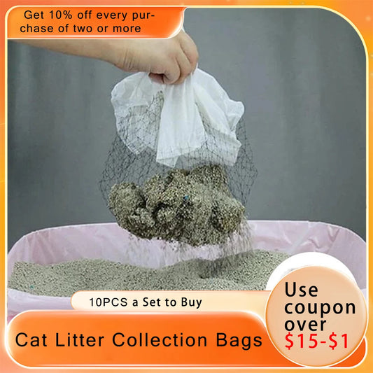 10pcs Reusable Cat Feces Filter Hands Free Pet Cat Excrement Liners with Filter Net Pet Hygienic Litter Box Liners Pet Cleaning