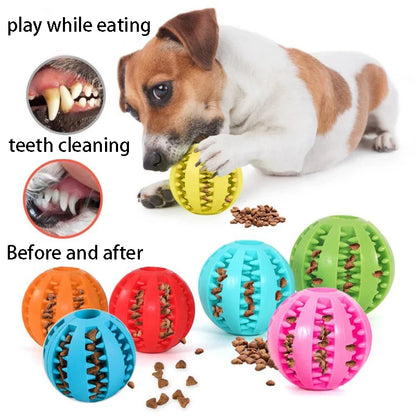 Natural Rubber Dog Chew Toy - Pet Tooth Cleaning Treat Ball 5cm