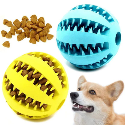 Natural Rubber Dog Chew Toy - Pet Tooth Cleaning Treat Ball 5cm